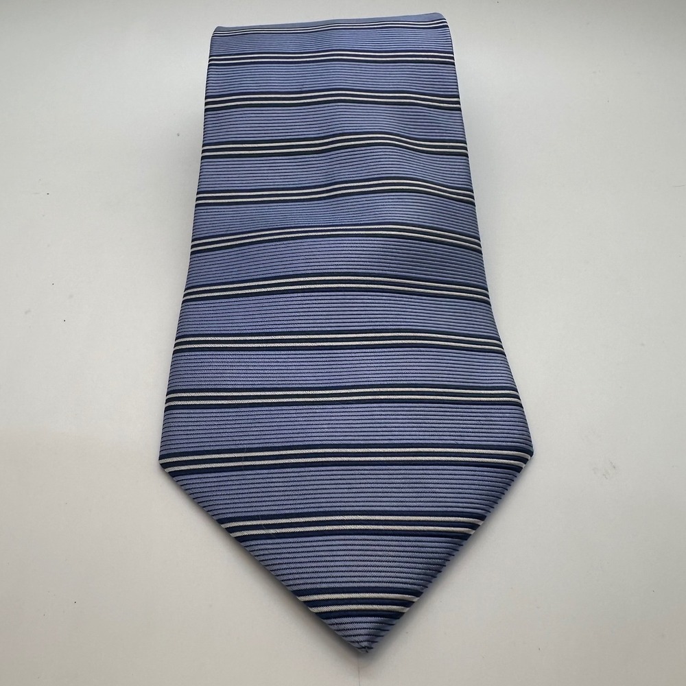 Jos. A. Bank Striped Necktie - Blue, White, Black - Business, Casual